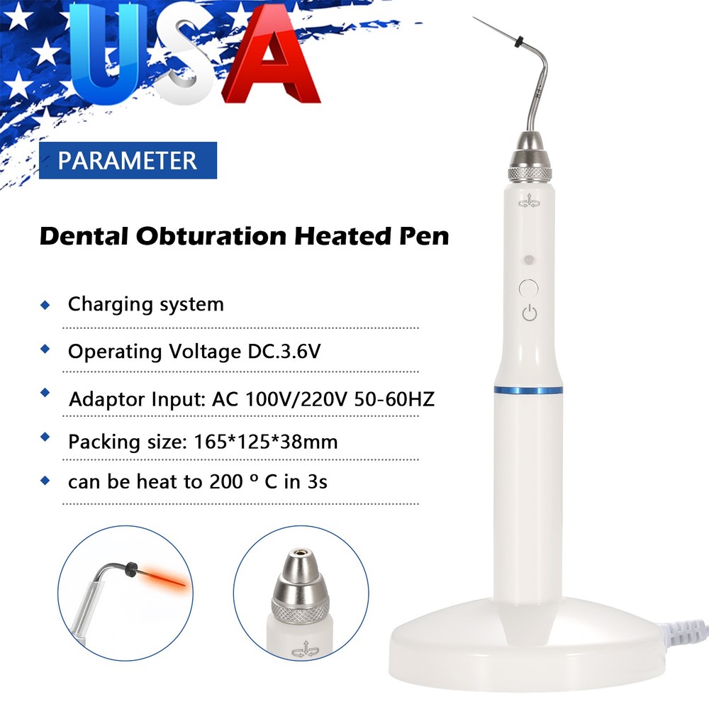 Dental Gutta Percha Obturation System Endo Heated Pen Cordless with 2Pc Tips