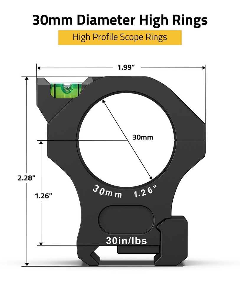 CVLIFE 30mm Scope Rings - Precision High Profile Scope Mount with Level Bubble f