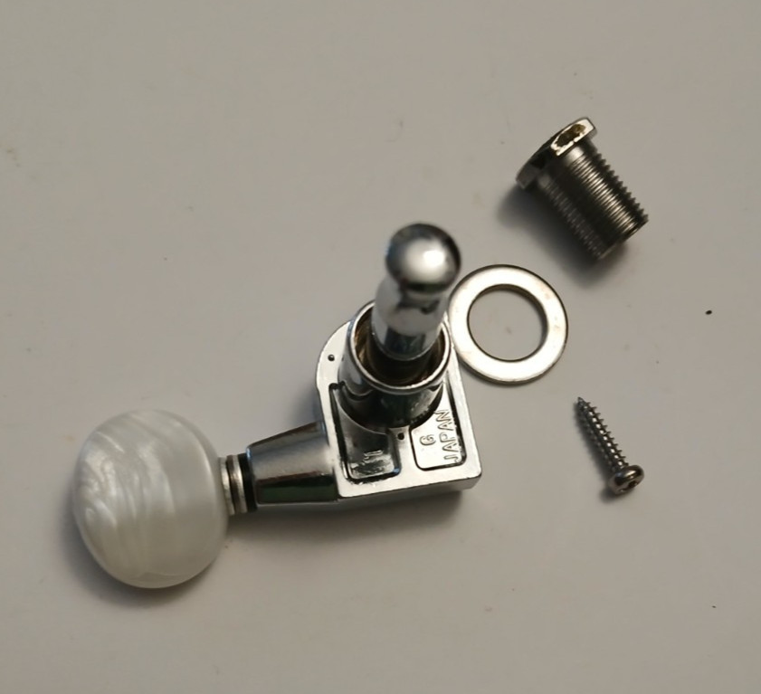 Single Gotoh Mini Tuner Tuning Peg w/ Pearloid Button Treb Side