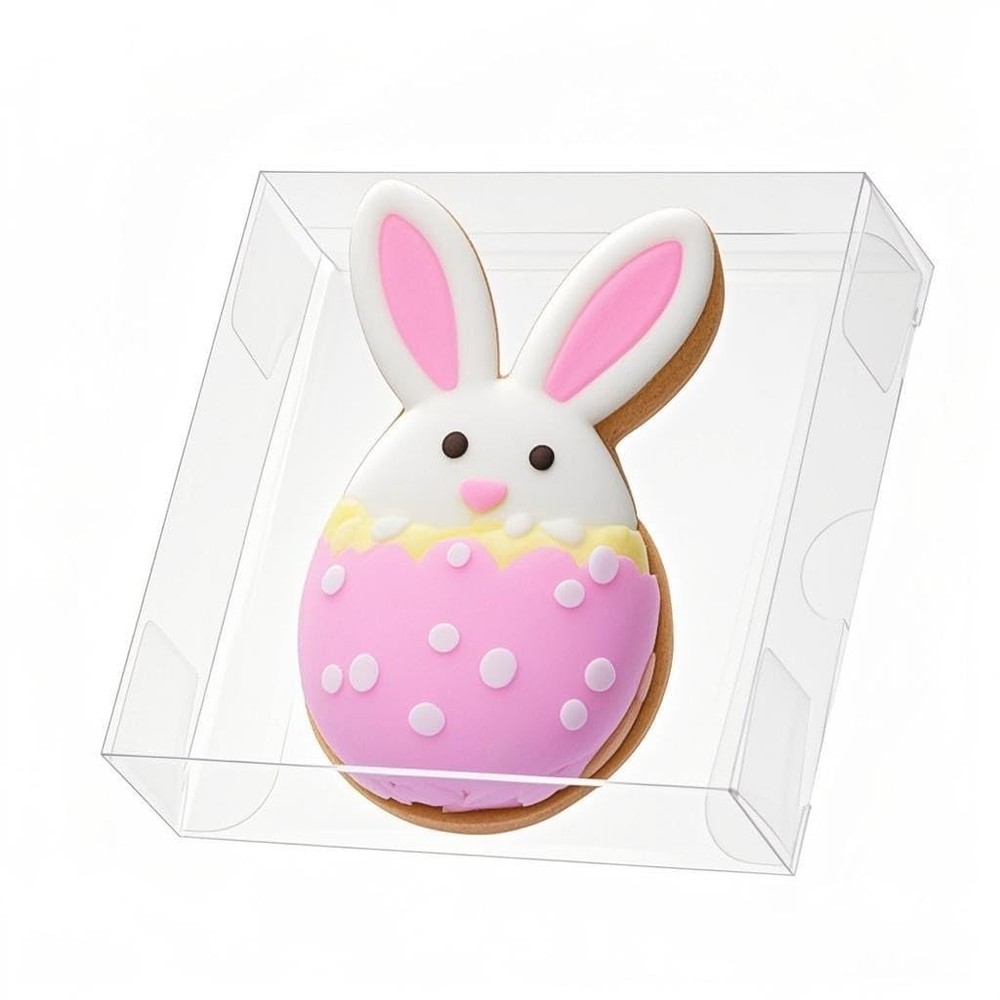 50 Pack 4x4x1.2inch Clear Single Cookies Boxes with Full Window Plastic Boxes...