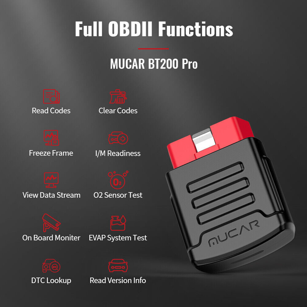 USED MUCAR BT200 Full System OBD2 Scanner Bluetooth Car Diagnostic Tool Resets