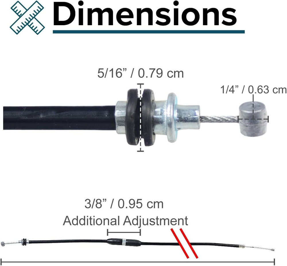 34" Walker Brake Cable Replacement - for Most Mobility Rollators, Transport Chai