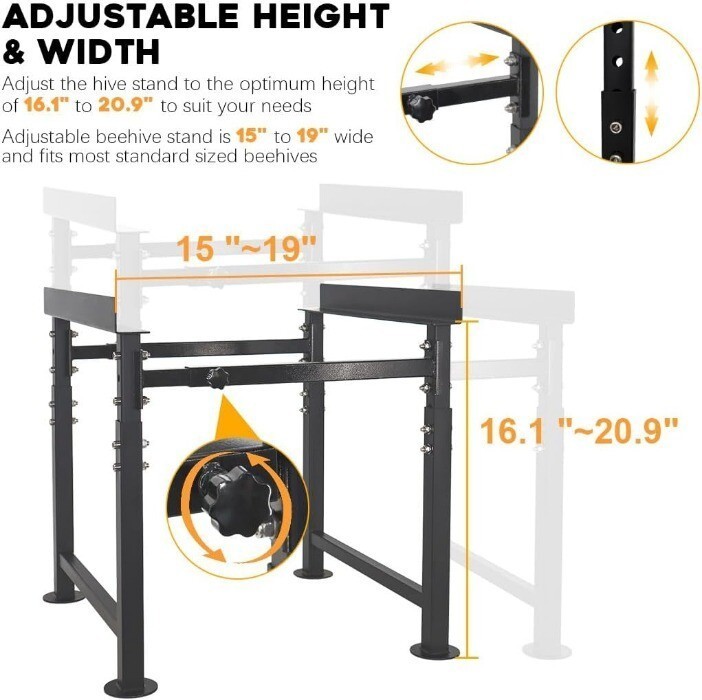 Metal Bee Hive Stand Adjustable Height & Width Bee Hive Frame Stable Base 331LBS