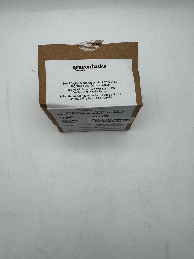 Amazon Basics Digital Alarm Clock LED Display Nightlight Battery Backup Black
