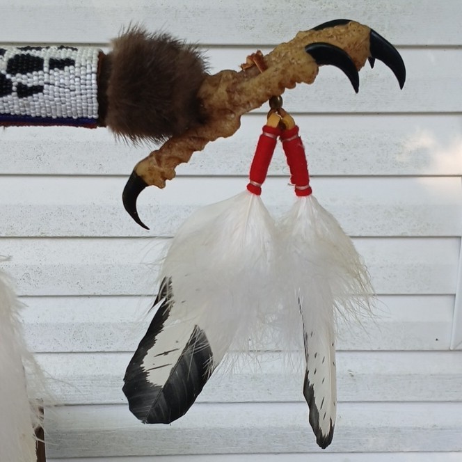 PowWow Regalia - Eagle Foot Dance Stik with Beadwork