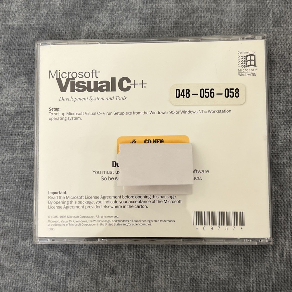 Microsoft Visual C++ Windows Version 4.0 - original CD With Key