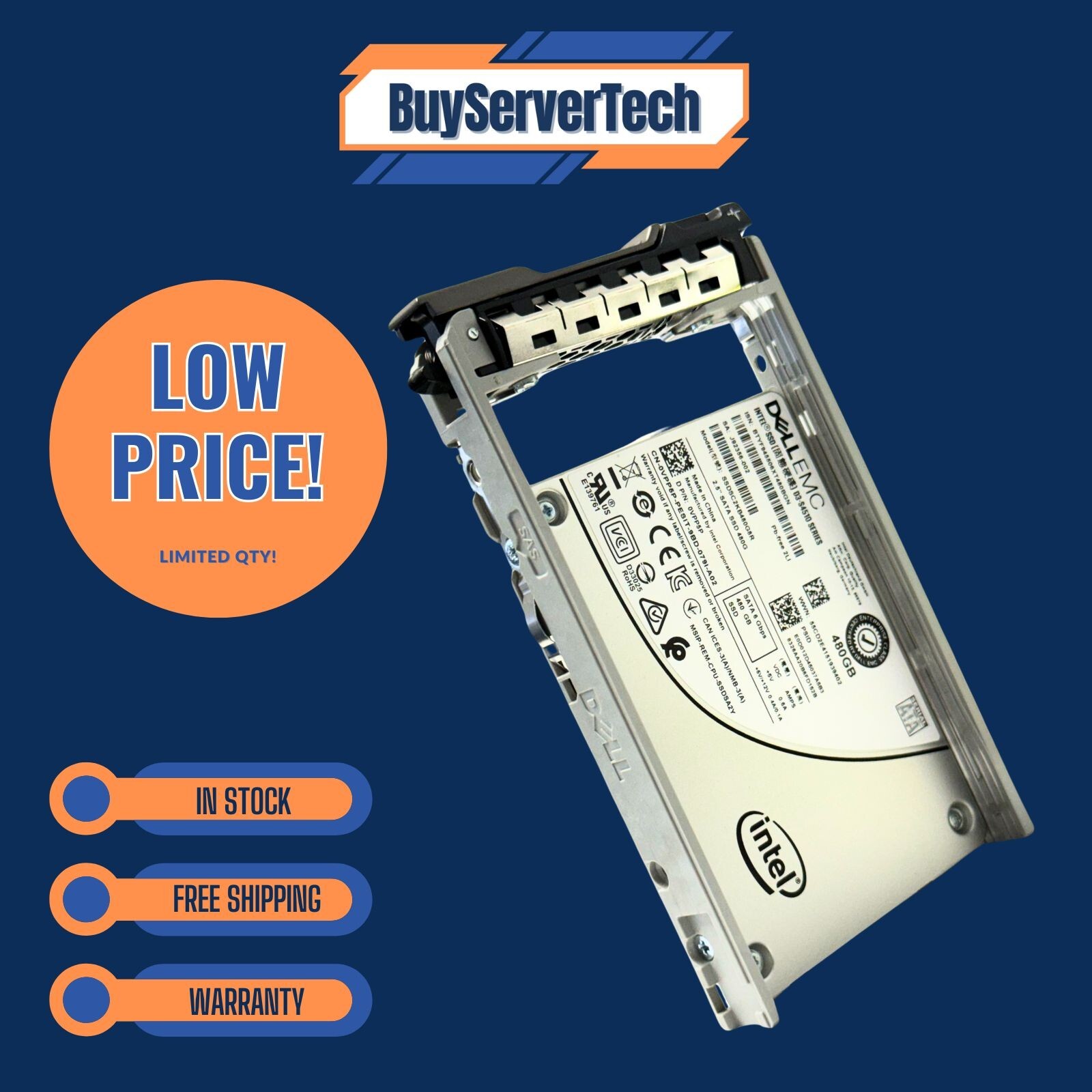 Dell 480GB 2.5" SATA 6Gb/s SSD VPP5P 0VPP5P SSDSC2KB480G8R Read Intensive SSD