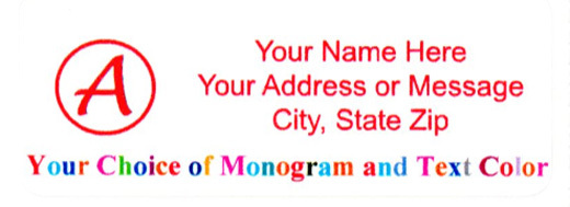 60 pcs Personalized Monogram Return / Mailing Address labels - 1" x 2.625"