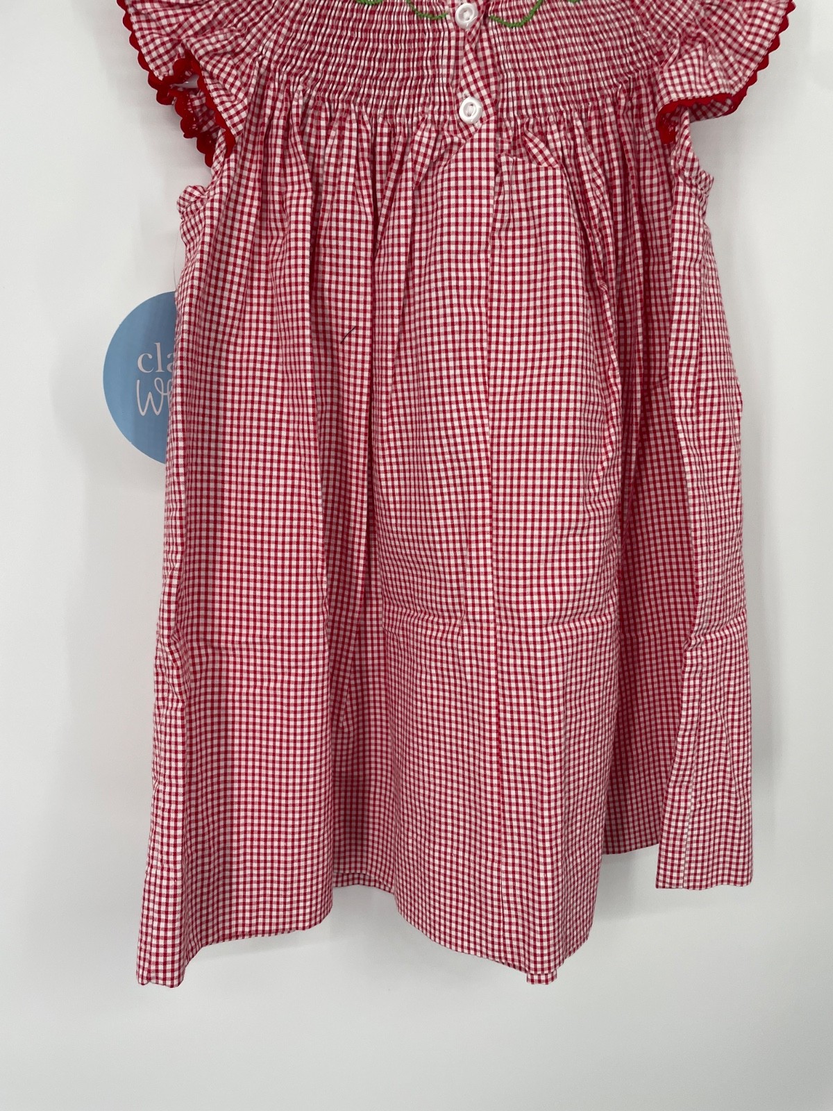 Classic Whimsy Girls Strawberry Smocked Dress Size 18 mo Red Gingham NWT