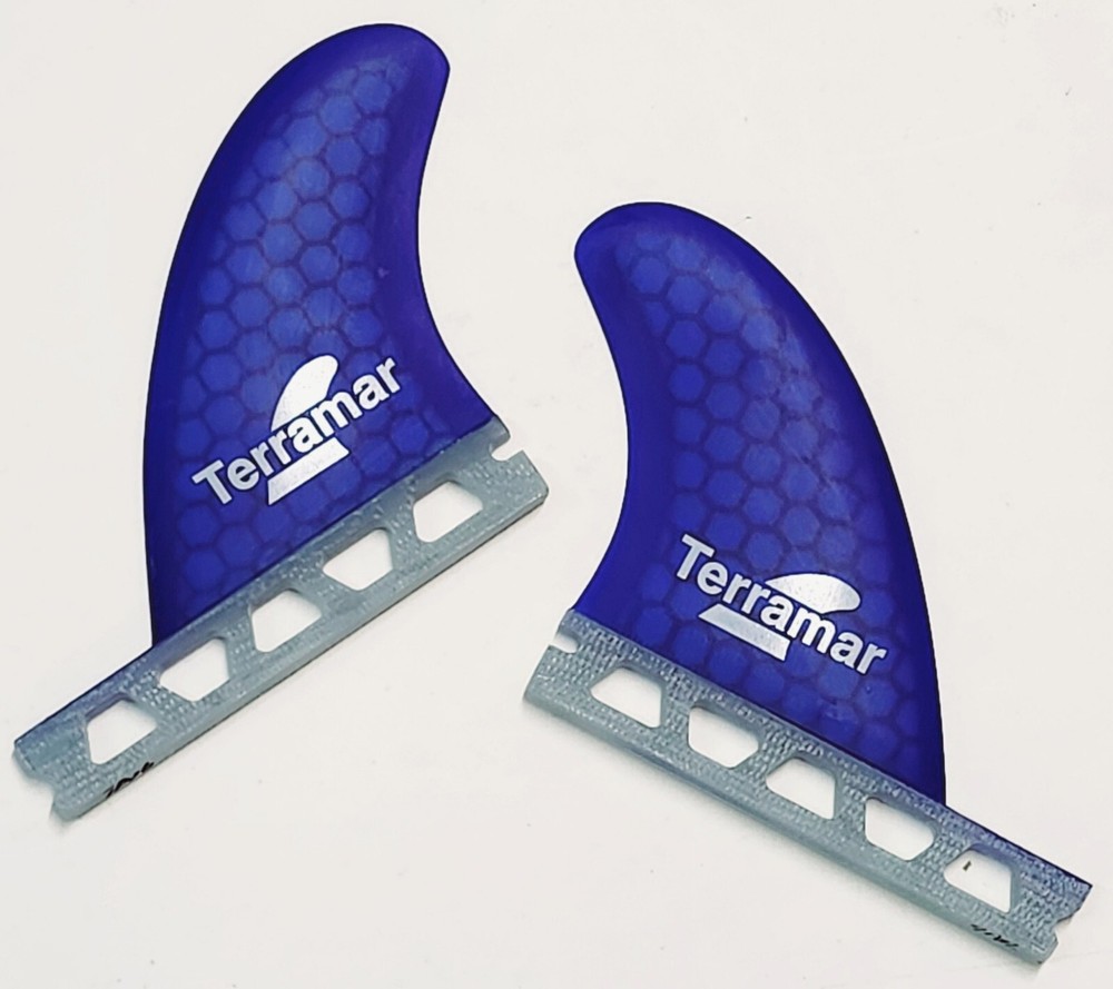 TERRAMAR SURFCO..SIDE BYTES 3.25" FUTURE BASE SURFBOARD FINS EURO HEXCORE BLUE
