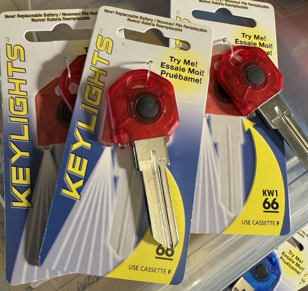 Kwikset KW1/66 Lighted Key Blank - Blue or Red replaceable battery New