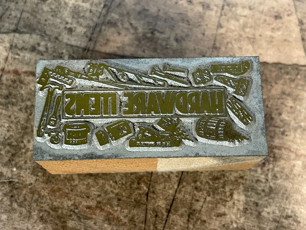 Printing Letterpress Printers Block 'Hardware Items' Header Mercantile (1054)