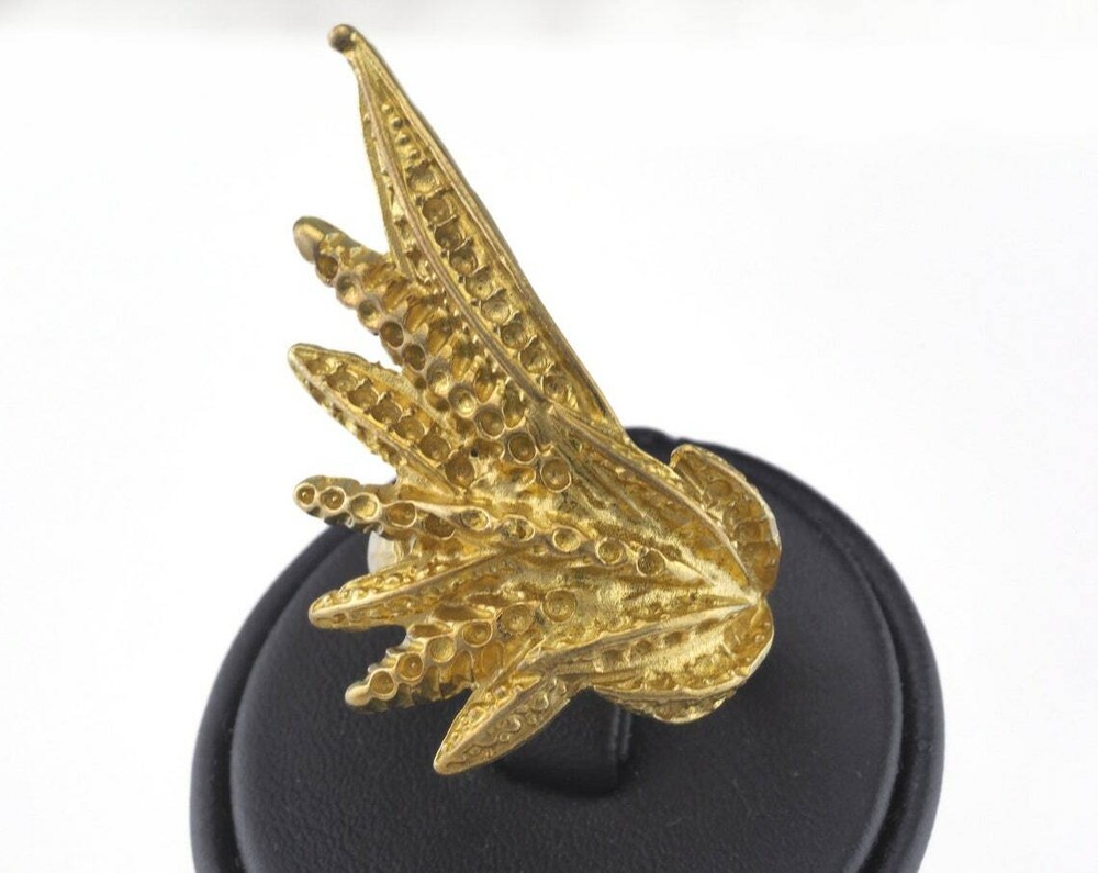 Flower Adjustable Ring Raw brass (19mm 9US inner size) 2736 ring25
