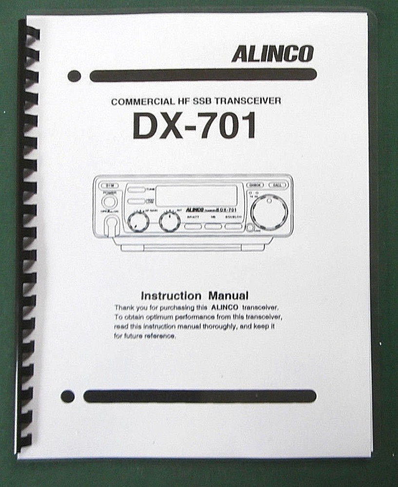 Alinco DX-701 Instruction Manual: Comb bound & Protective Plastic covers