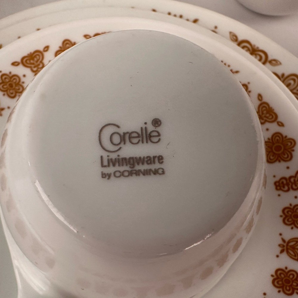 Vintage Corelle Butterfly Gold Dinnerware Set