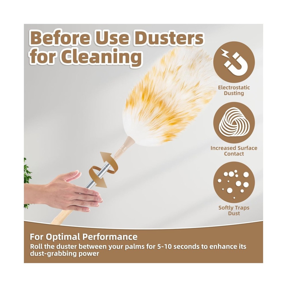 LOVECO Feather Duster for Cleaning, Extendable Lambswool Duster 29-... Fast Ship