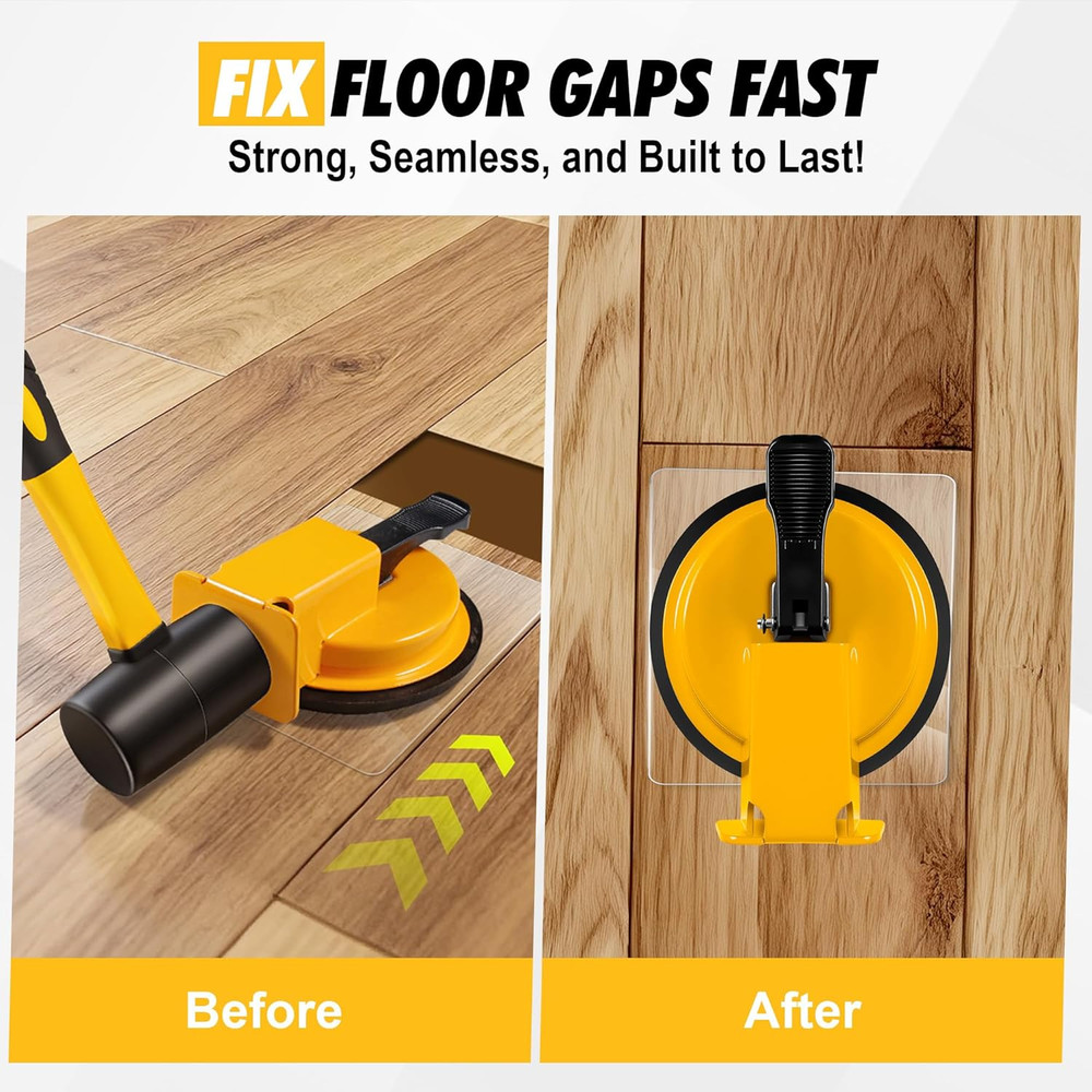 Floor Gap Fixer Tool with Rubber Mallet, Iron Body & Strong Suction Cup, Include