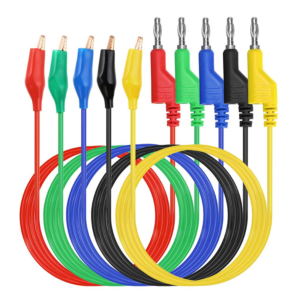 Multimeter Test Lead Set Stackable Banana Plug To Alligator Clips Test Cable Kit