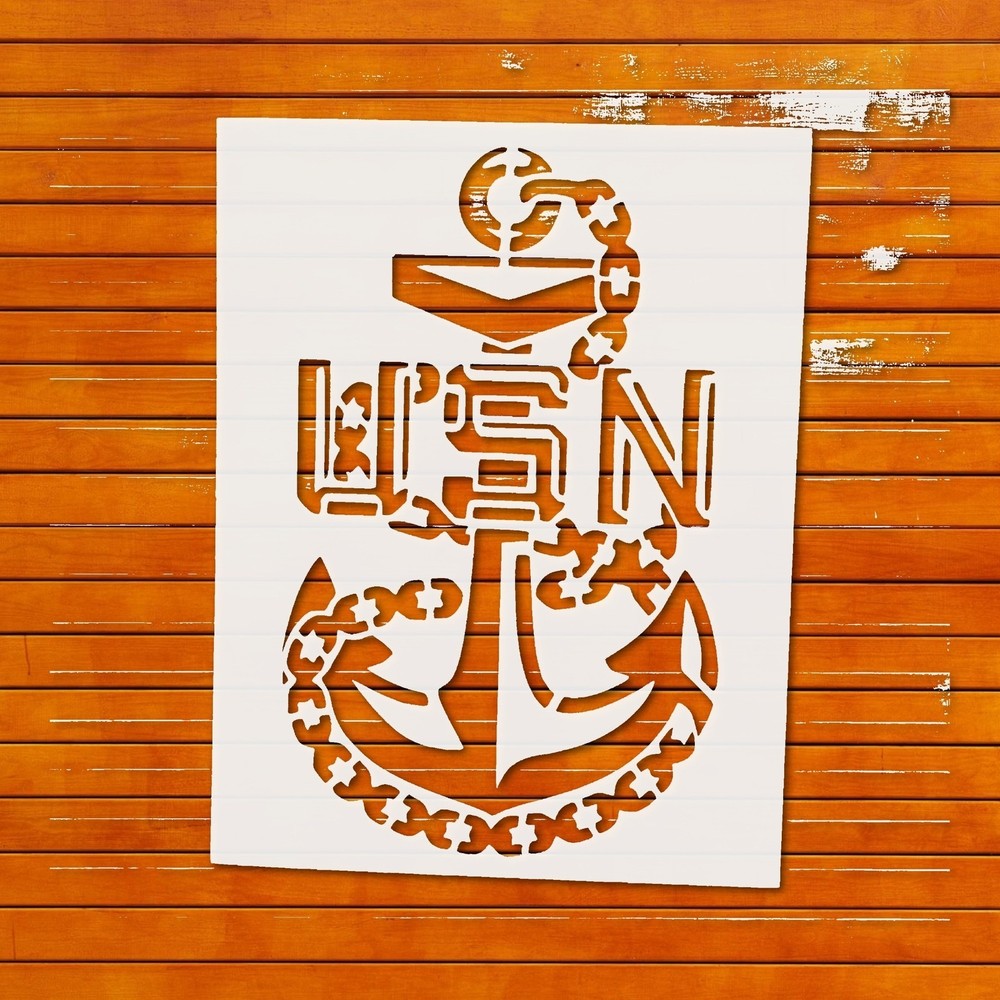 Reusable Plastic Stencil - US Navy Chief Anchor Design, Stencil Template Reusabl