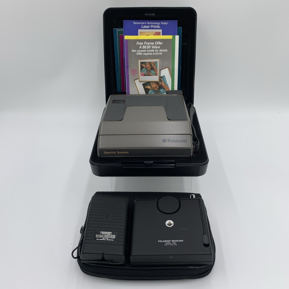 Vintage Polaroid Spectra System Instant Camera Remote & Hard Shell Case Untested