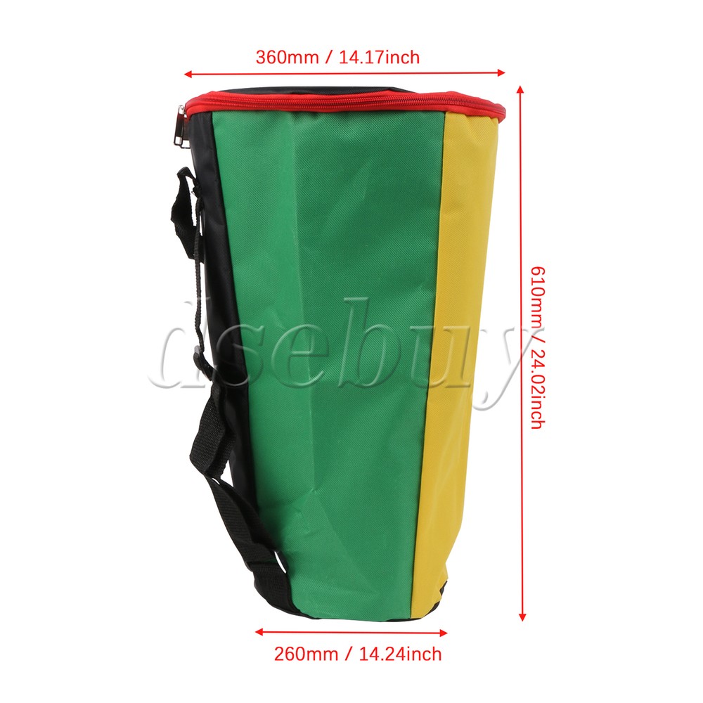 Djembe Drum Backpack Carrying Case Bag 12" Diameter x 19.7" Length Multicolor