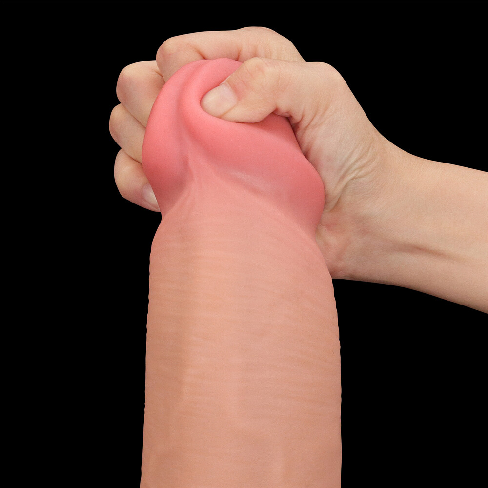 Lovetoy 14" Sliding Skin Dildo Dual Layer Dildo Dong, Realistic Feel, 14 inch