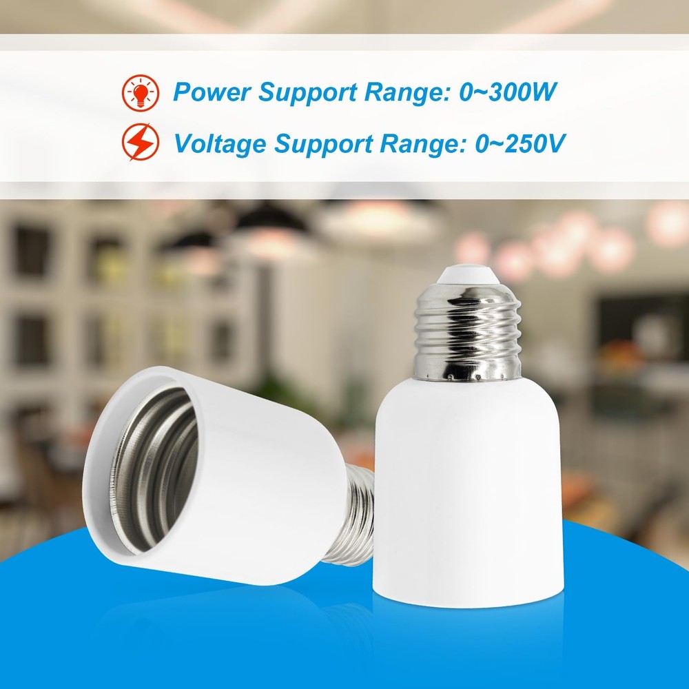 4 Pack E26 to E39 Adapter Converter, Medium to Mogul Screw Bulb Socket, E26 t...