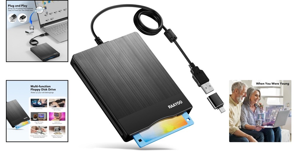 3.5" USB Floppy Disk Reader: Portable & Dust Resistant for Windows 11/10/7/XP
