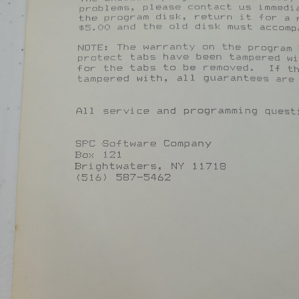 TI-99/4A Data Base 1 Computer Game Manuel Instructions Only Guide SPC Software