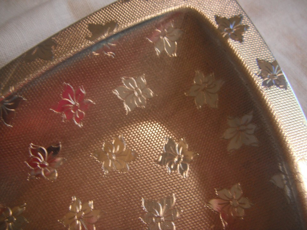 Signed Hans Jensen Modernist Silver Plate Dish with Poinsettia's-Denmark