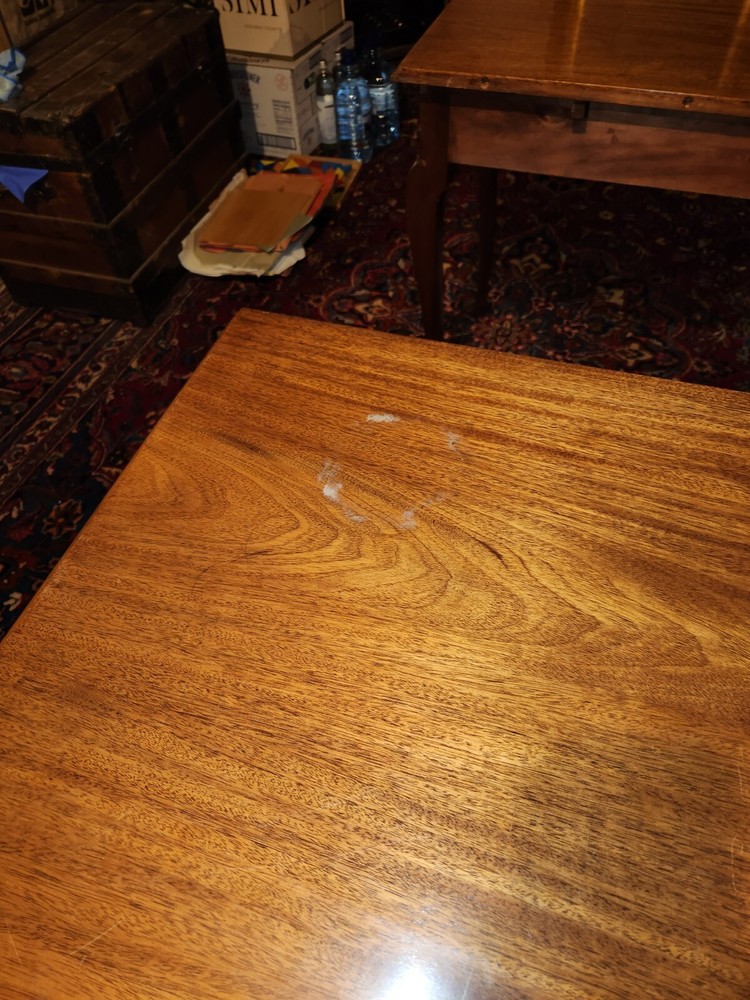 Matched PAIR (2) Solid Mahogany Queen Anne Style End Tables with Leaf for Dining