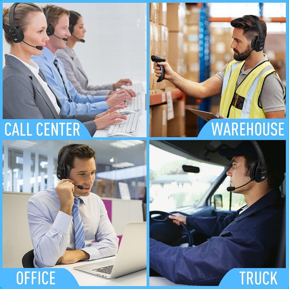 Noise Cancelling Bluetooth Headset Wireless Headphone for Trucker Truck Driver