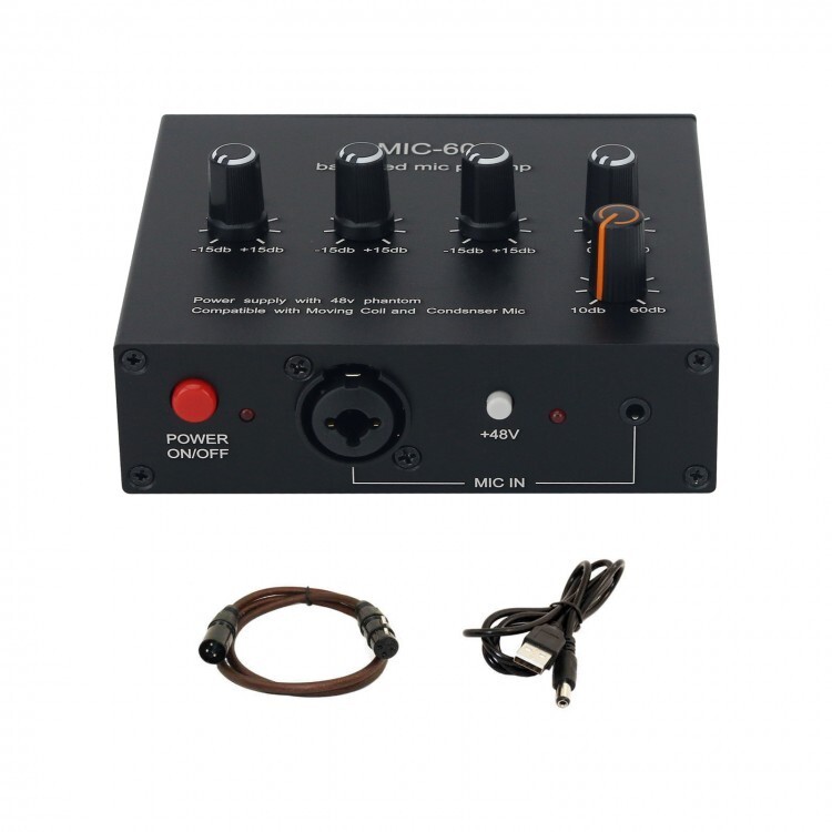 MIC-60 Balanced Mic Preamp Built-in 48V Phantom Power Supply Dynamic Mic Amp