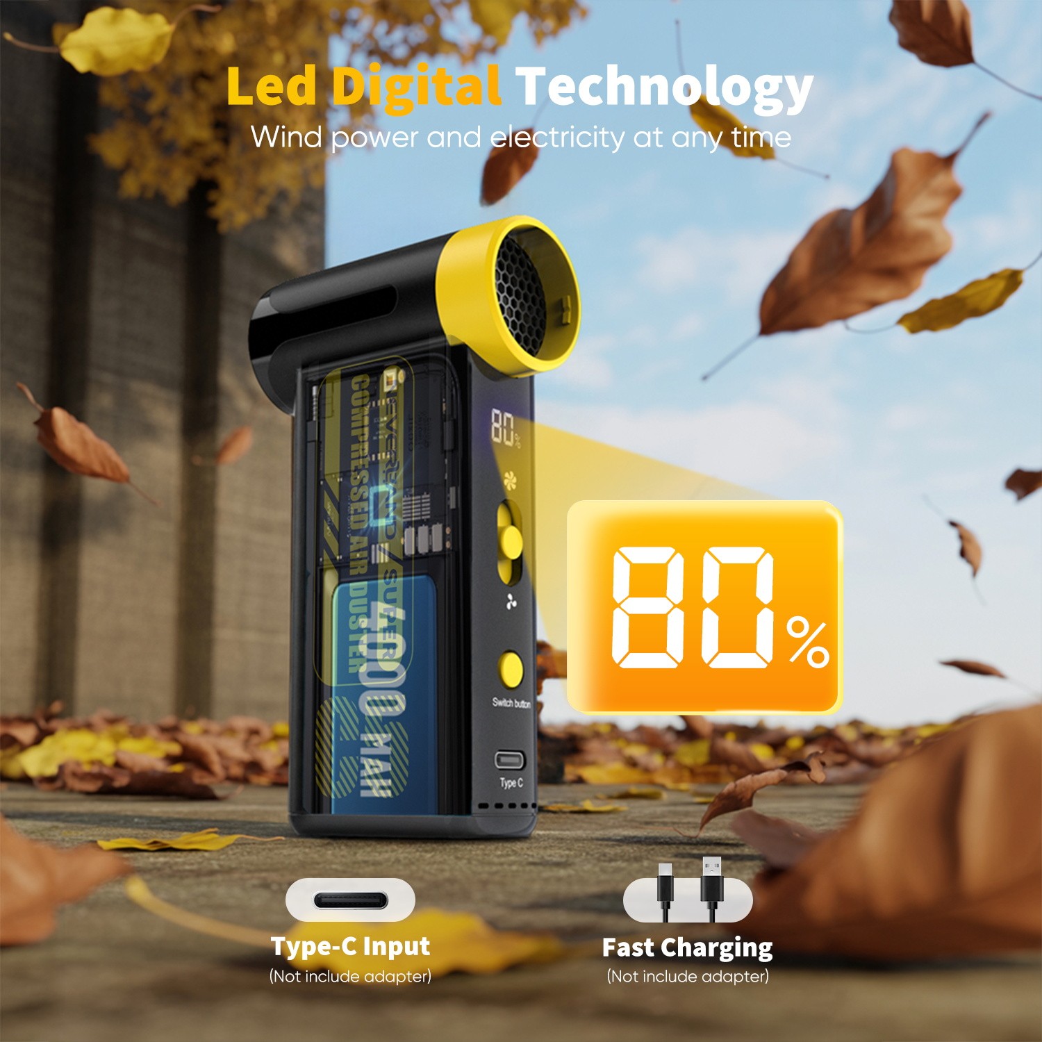 Electric Compressed Air Duster 300000RPM Super Power Cordless Dust Air Blower US