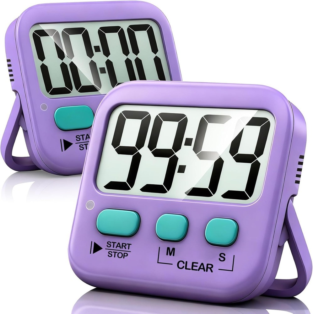 2 Pack Digital Countdown Timers - Loud & Silent Modes for Kitchen & Classroom