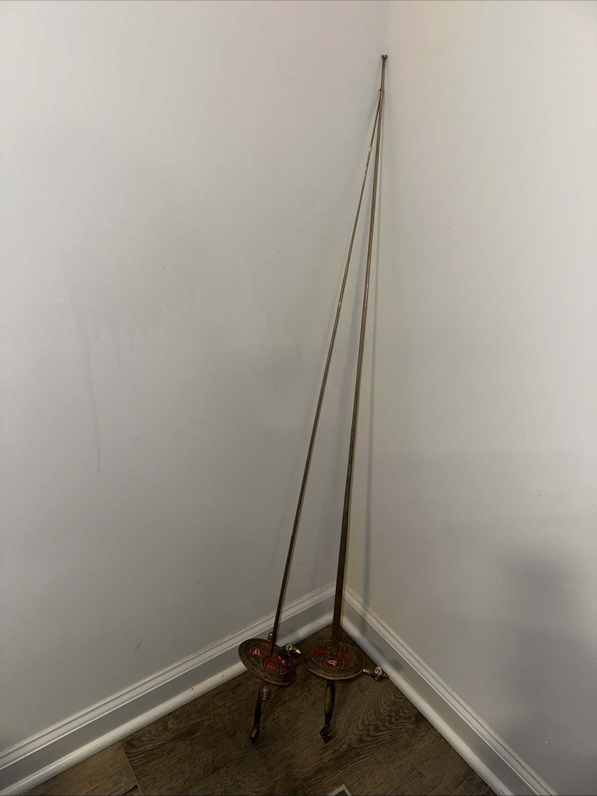 Antique Set of 2 Fencing Foil Swords Made in Spain - One Has Bent Base