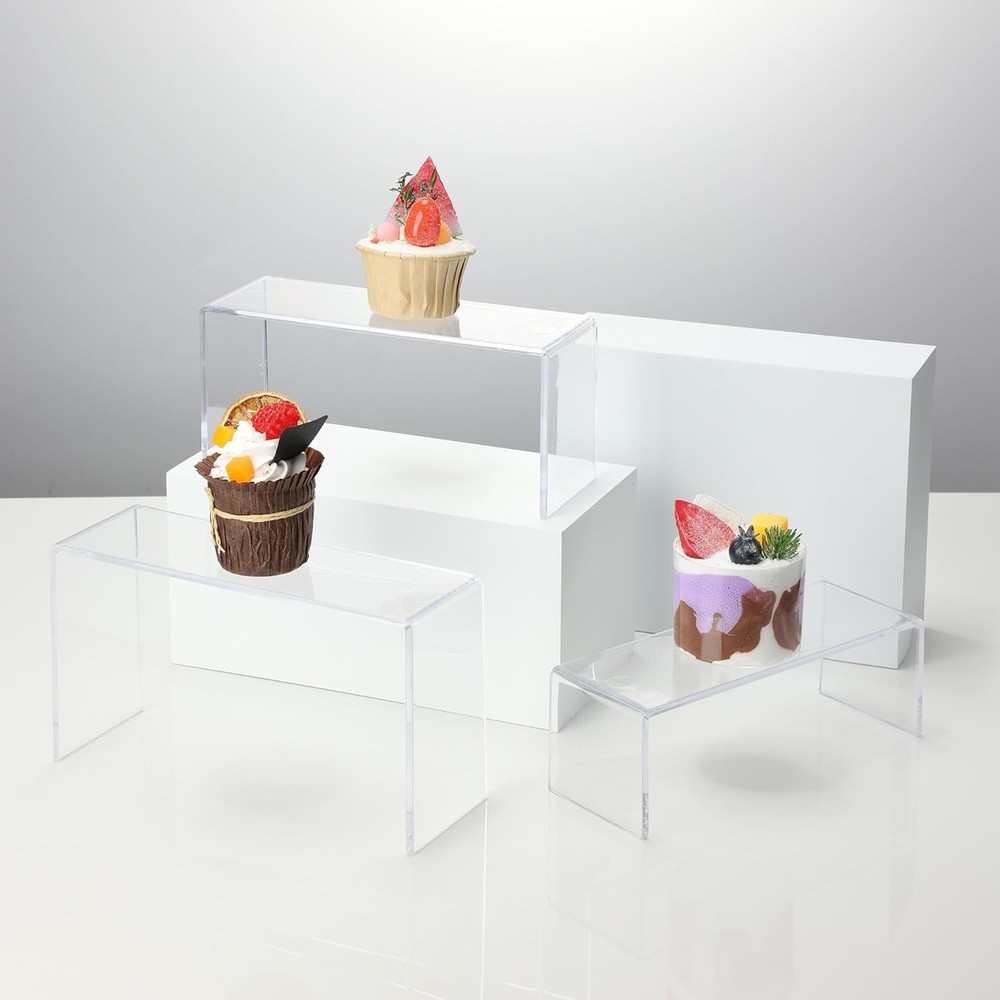 2 Sets 10 Pcs Clear Display Risers, Rectangular 7"-8"-9" L Risers Display Sta...