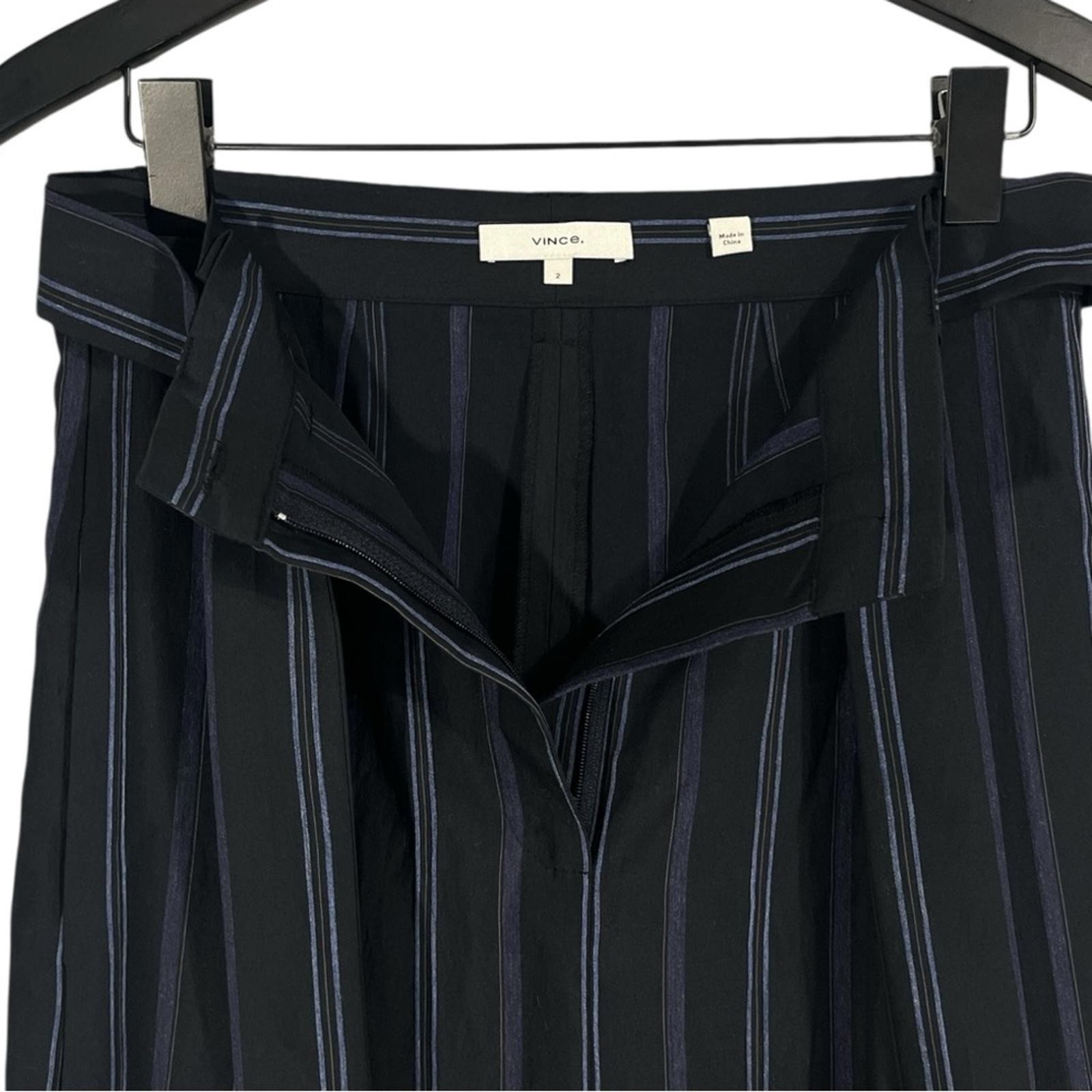 Vince Dobby Stripe Belted Midi Skirt in Indigo Size 2