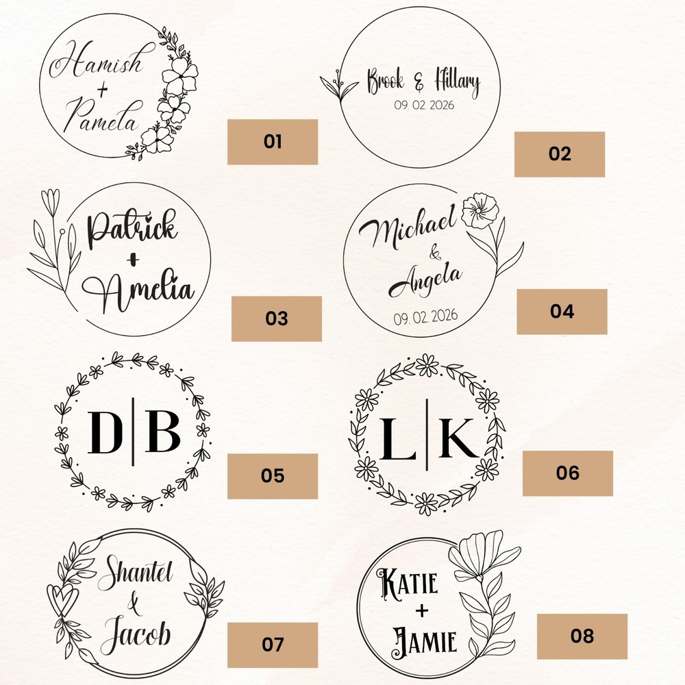 Personalized Wedding Stamp Custom Name & Date Rubber Stamp for Envelopes