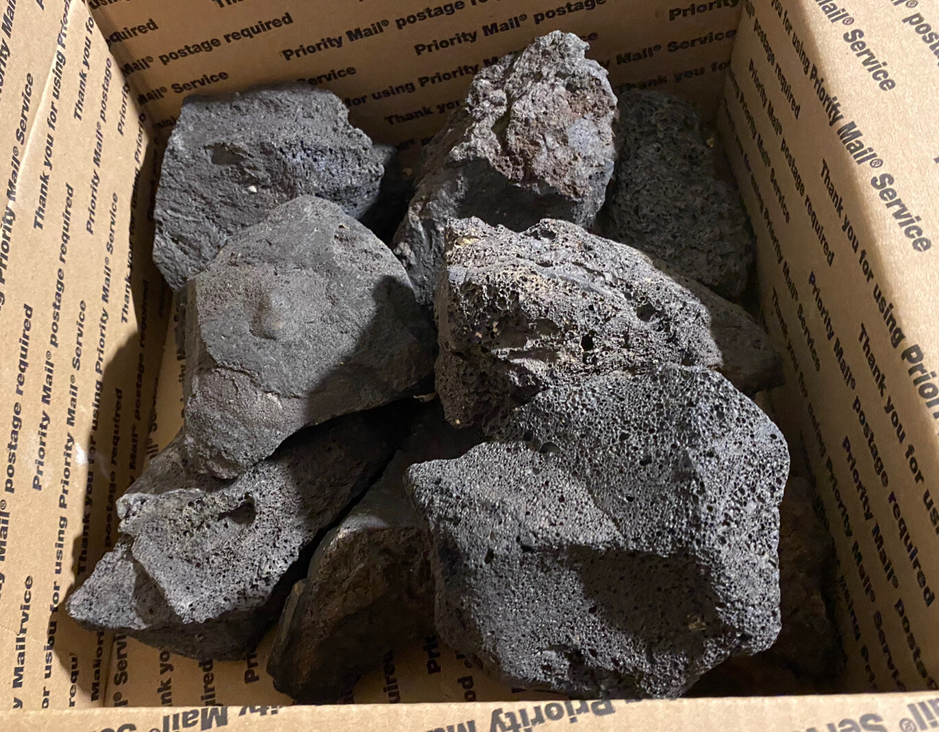 15 lbs. LARGE 6-8” Black Lava Rock (Approx. 15-18) Fire Pit -R&D Rock and Stone