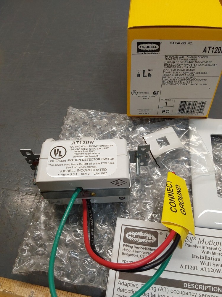 New Hubbell H-Moss AT120W Wall Motion Sensor Switch, 1200sqft Coverage