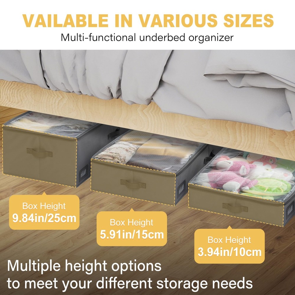 Organize Under Bed Space Easily - 10 Inch Storage Containers 3 Pack