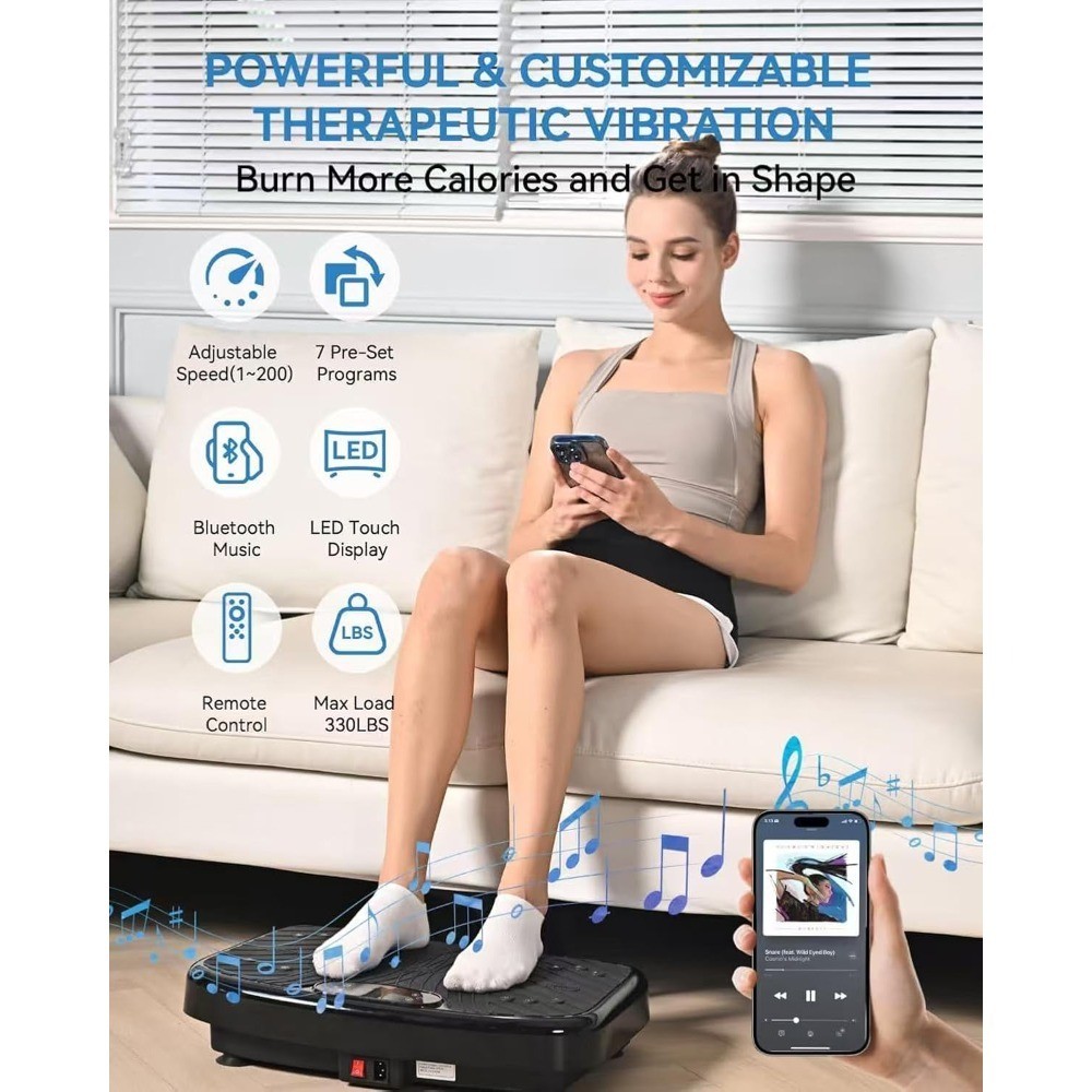Vibration Plate Exercise Machine Adjustable Speed 450 Lbs Capacity Platform for