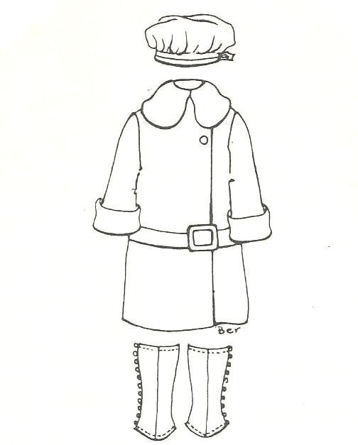 Boy Coat over boot and cap hat  doll clothes sewing pattern size 20-21"  # 571
