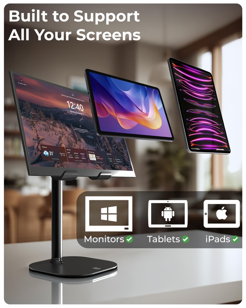 TabHolder, 7-10" Height Adjustable Tablet Stand, Premium iPad Stand for Desk,...
