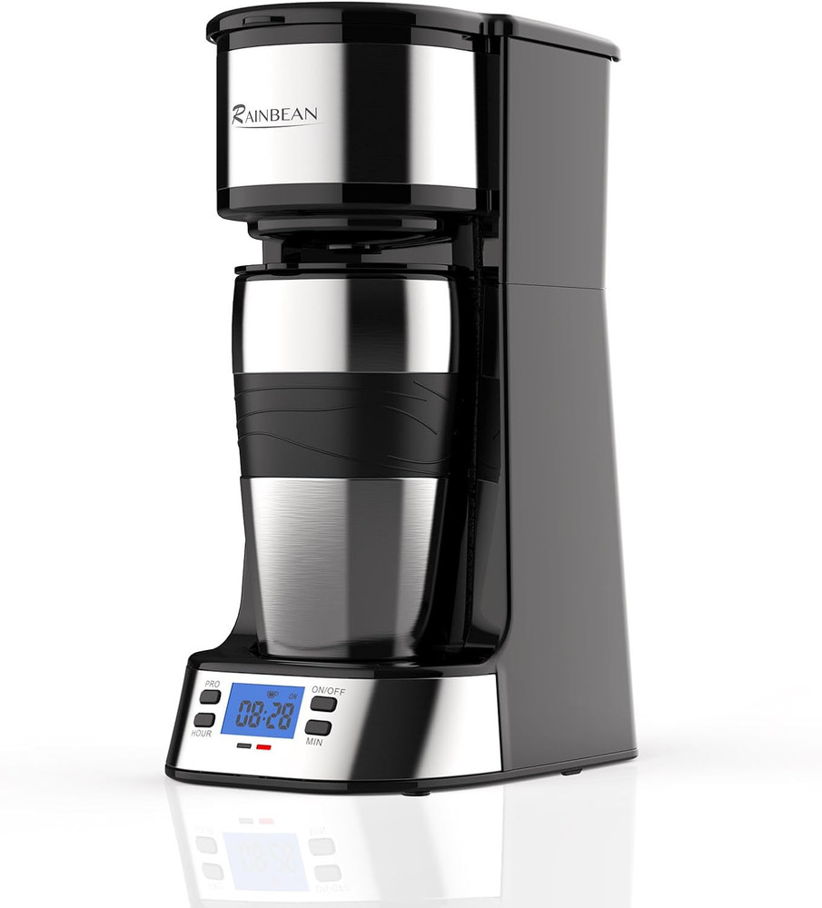 RAINBEAN Single Serve Coffee Maker, Programable Single-Serve Brewers, Timer Auto