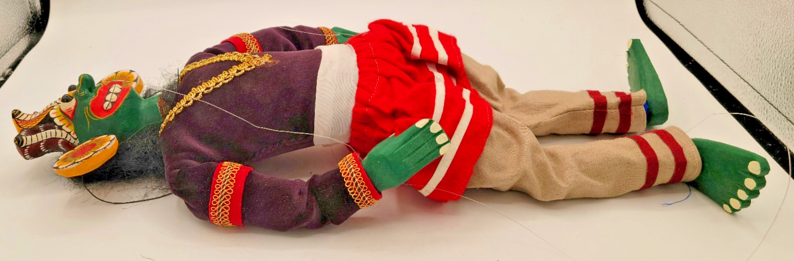 Sri Lanka RUKADA Marionette Puppet VINTAGE Wood Lankan HAND MADE Folk Art Figure