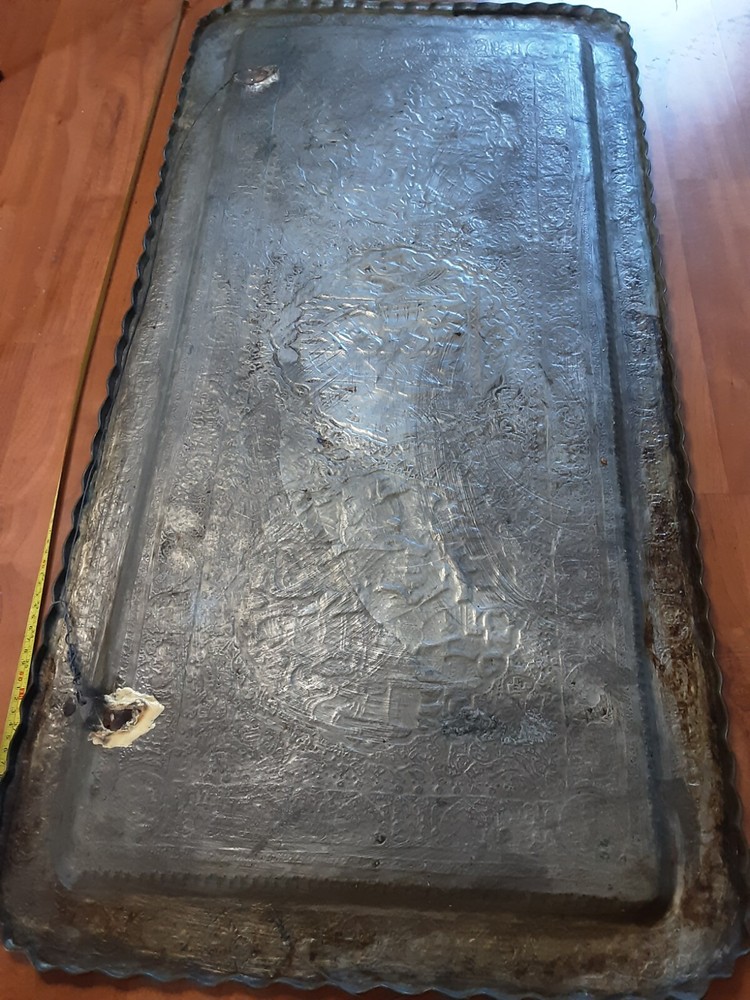VTG PERSIAN ISLAMIC COPPER MIDDLE EASTERN 43” X 22” Rectangle Tray