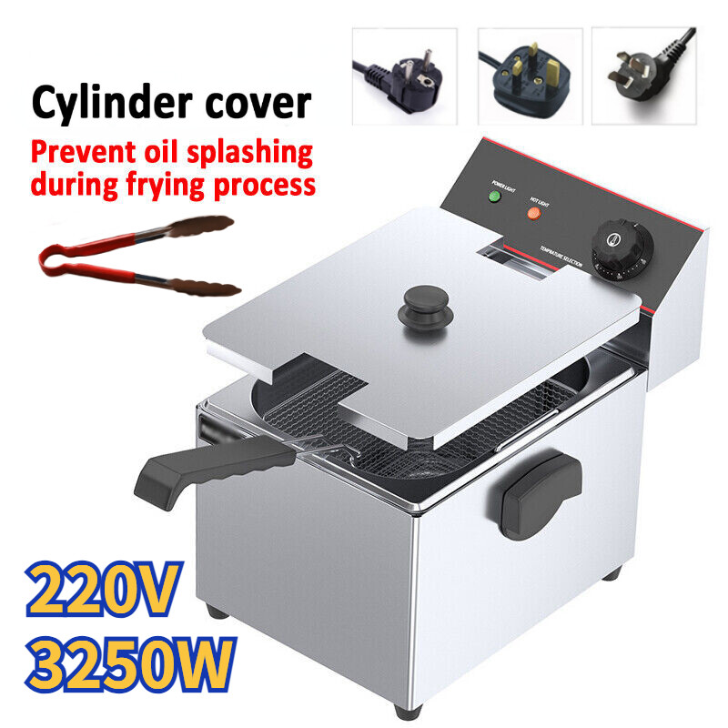 3250W 220V商用12L深炸锅不锈钢电动脂肪片炸锅-