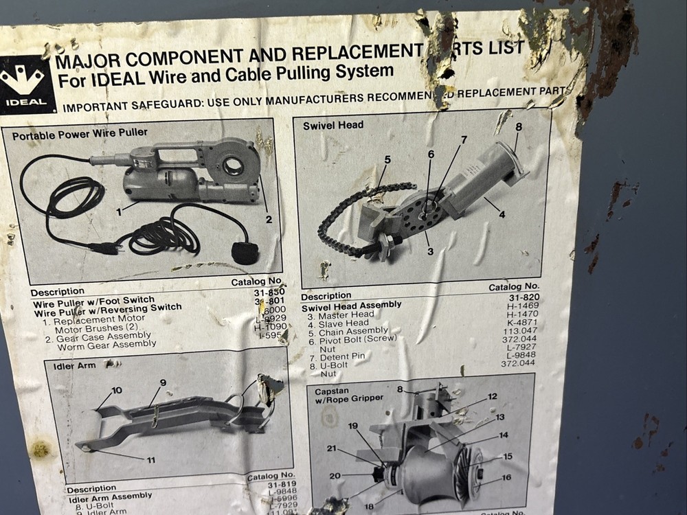 Ideal Wire And Cable Pulling System, Vintage Reversing Cable Puller 31-830 Set 4